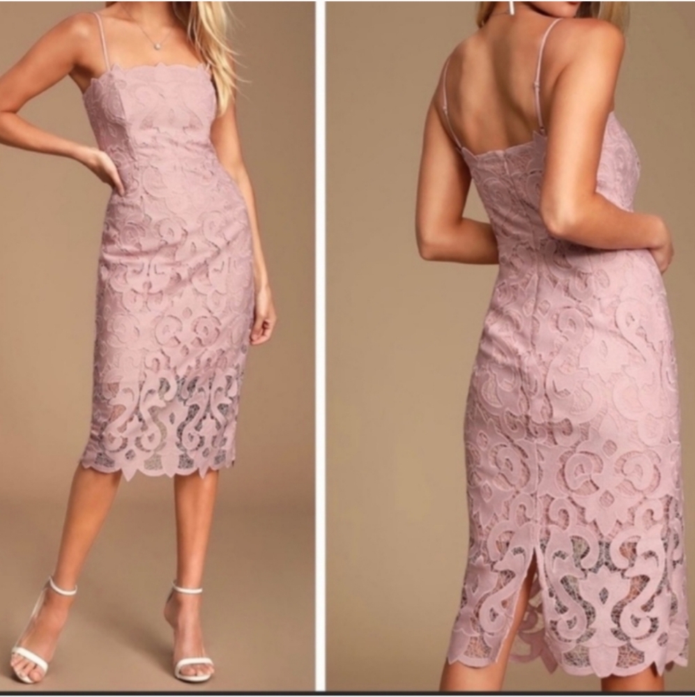 Bardot Lina Sleeveless Lace Midi Sheath Cocktail Dress Blush Pink size 10